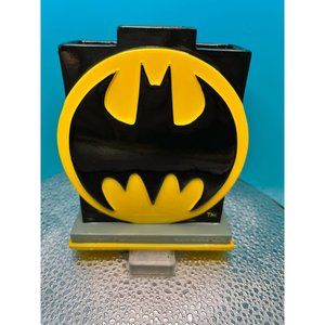 DC Comics Batman Toothbrush Holder Hard Plastic Bathroom Black Yellow Bat Signal